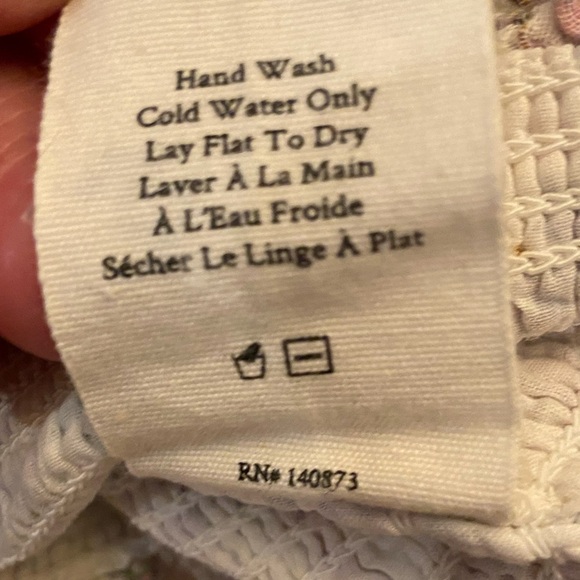 LoveShackFancy Smocked Saba Crop Top Floral Ruffle Blouse White Purple Size XL - Picture 9 of 9